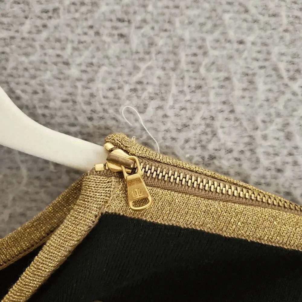 Lauren Ralph Lauren Women's Cotton Long Sleeve Gold Zipper Accents Sweater L - Picture 7 of 7